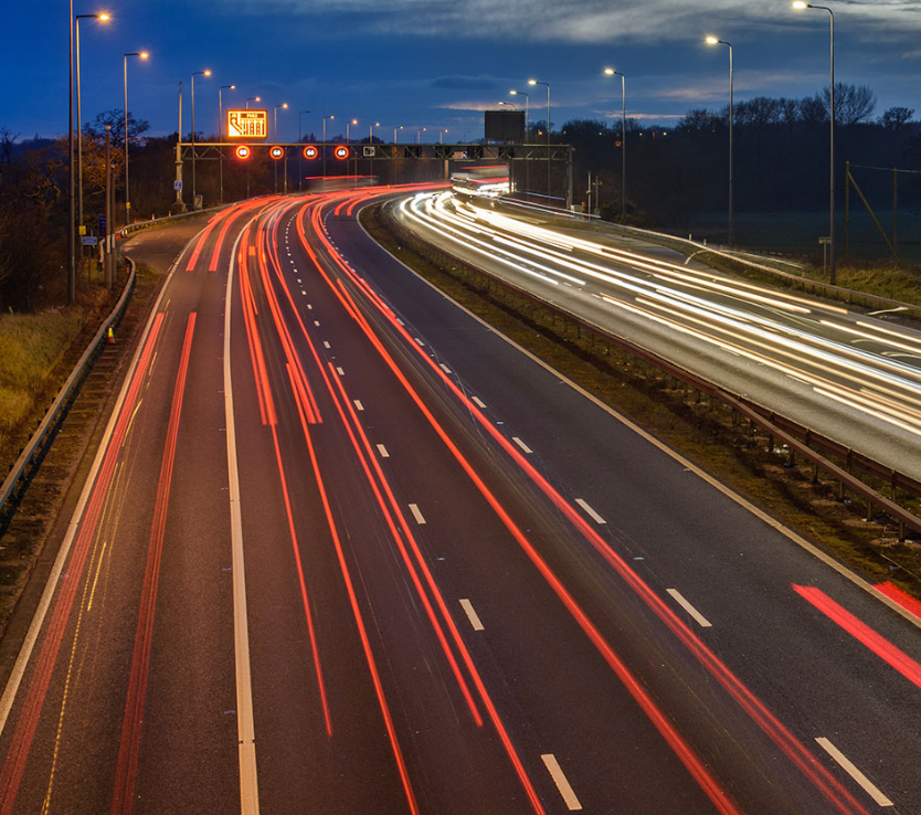 Timelapse shot of motorway at evening